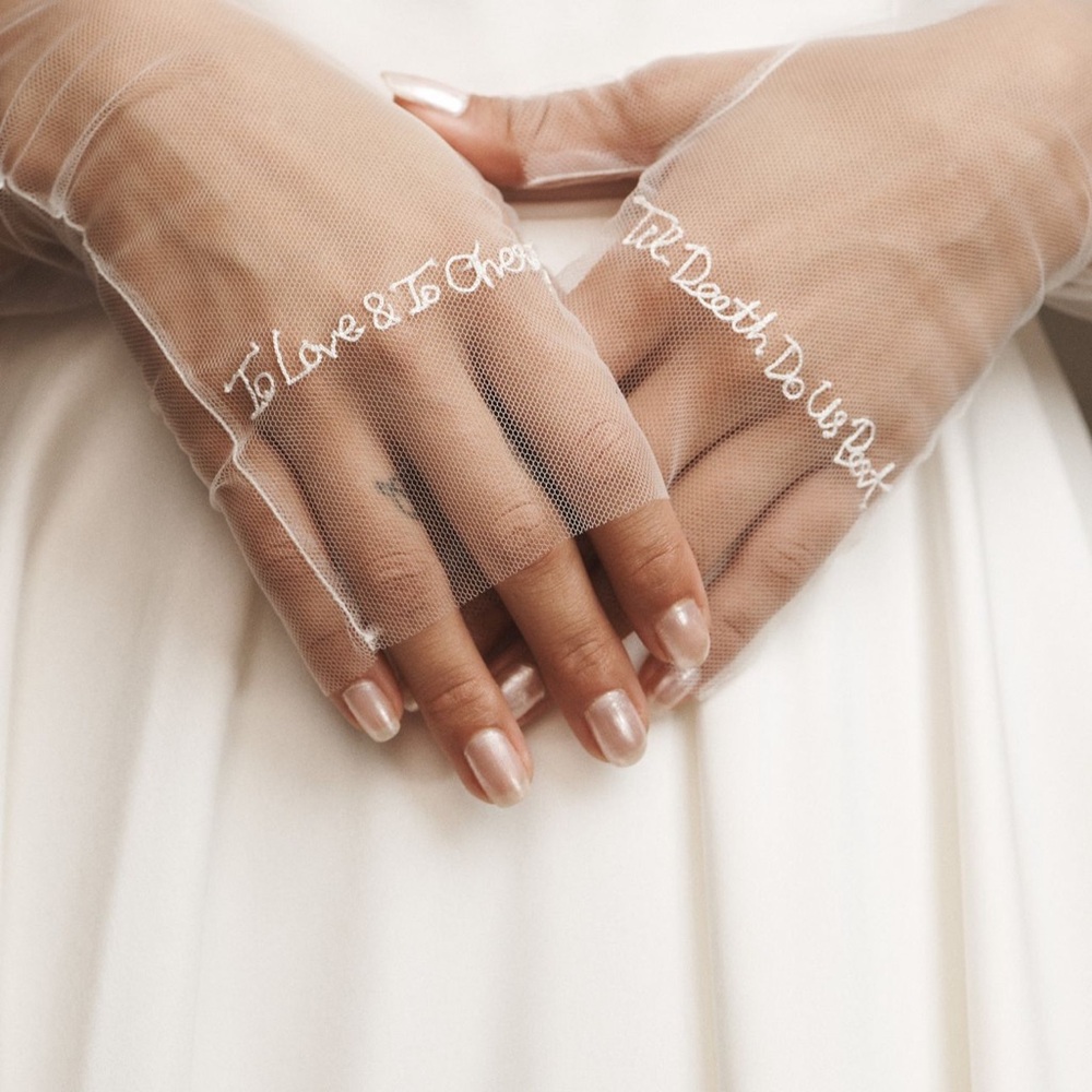 Anthropologie Sheer White Gloves